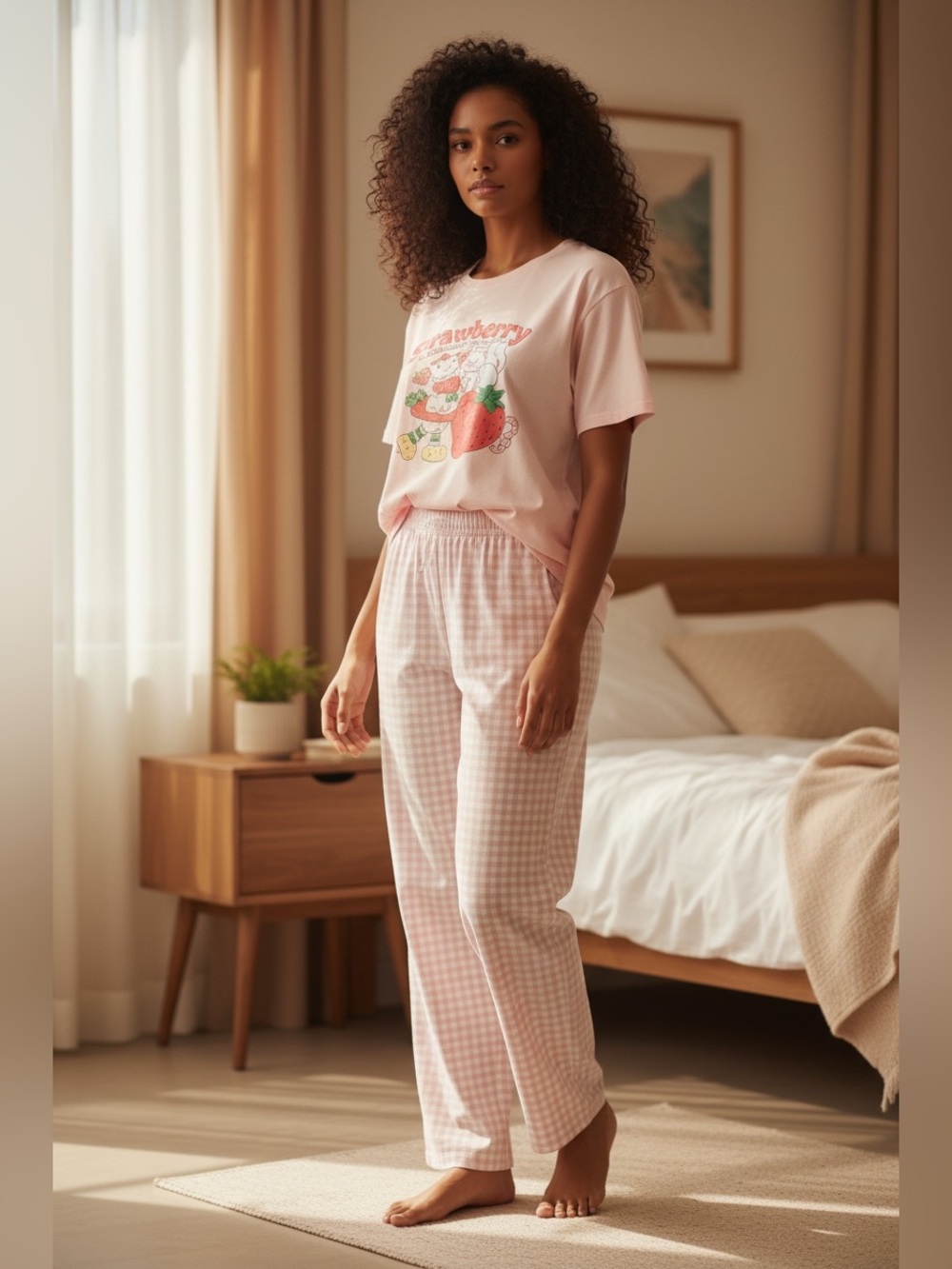 Strawberry Shortcake NWT Women's Pink Strawberry Graphic Pajama Set